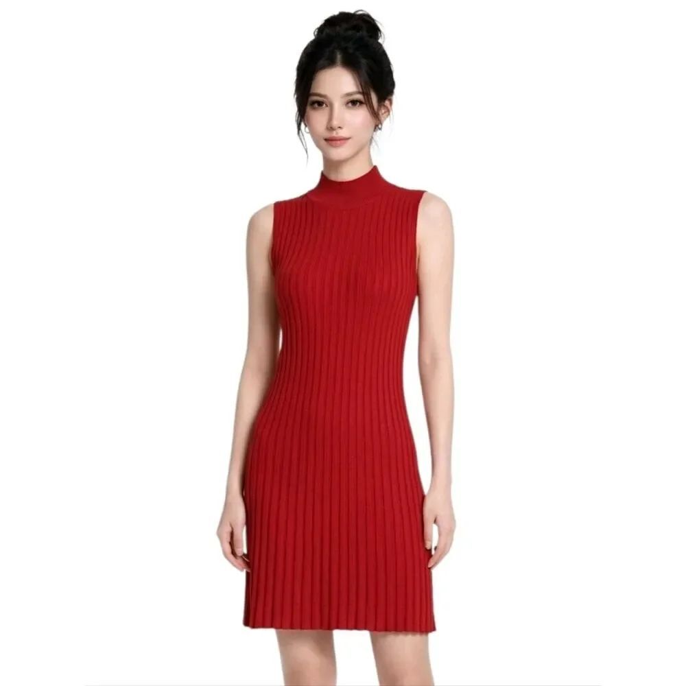 Candie's Red Ribbed Sleeves Sweater Dress Size XL